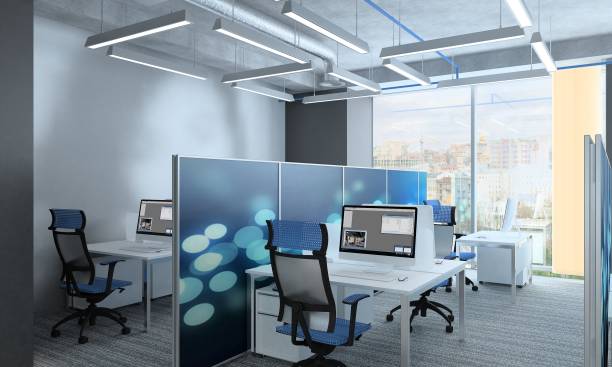 Task lamp positioned to avoid monitor reflection